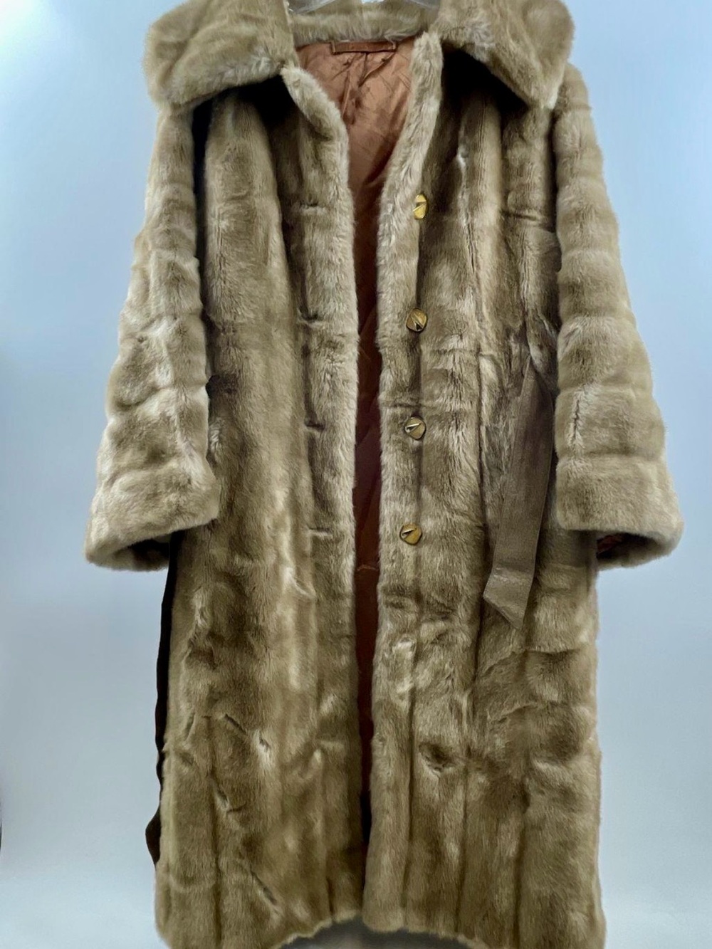 Lykafur Priscilla Modes Faux Fur Tissavel with Warm Copper Satin Lining